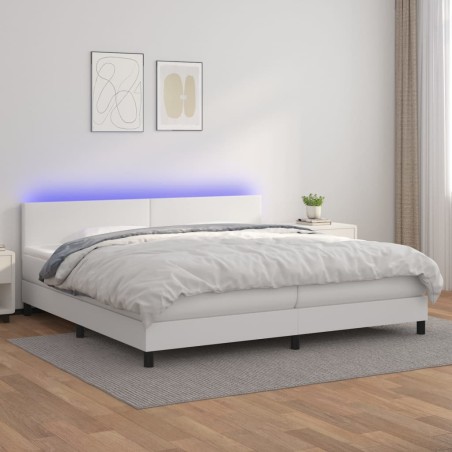 vidaXL Giroletto Molle con Materasso e LED Bianco 200x200cm Similpelle