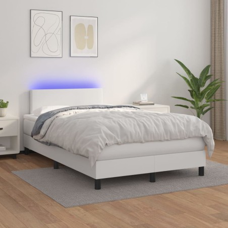 vidaXL Giroletto Molle con Materasso e LED Bianco 120x200cm Similpelle