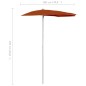 Ombrellone Semicircolare da Giardino e Palo 180x90cm Terracotta Ombrellone Semicircolare da Giardino e Palo 180x90cm Terracotta