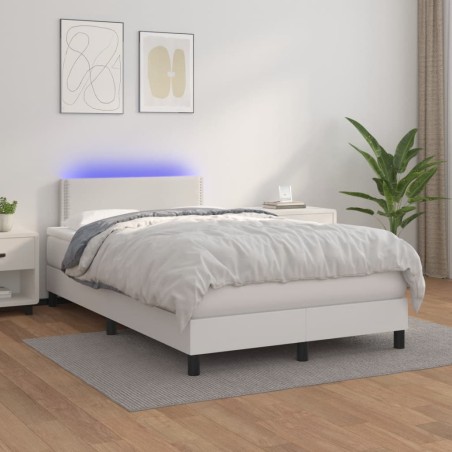 vidaXL Giroletto Molle con Materasso e LED Bianco 120x200cm Similpelle