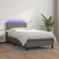vidaXL Giroletto Molle con Materasso e LED Grigio 90x190cm Similpelle vidaXL Giroletto Molle con Materasso e LED Grigio 90x190cm Similpelle