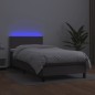 vidaXL Giroletto Molle con Materasso e LED Grigio 90x190cm Similpelle vidaXL Giroletto Molle con Materasso e LED Grigio 90x190cm Similpelle