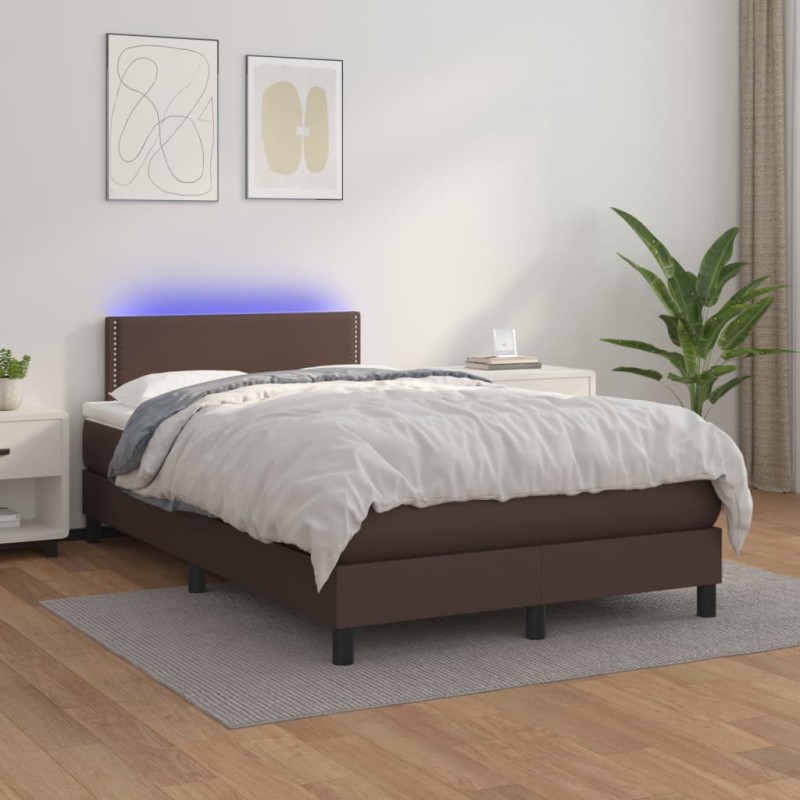 vidaXL Giroletto Molle con Materasso e LED Marrone 120x200cm vidaXL Giroletto Molle con Materasso e LED Marrone 120x200cm