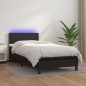 vidaXL Giroletto a Molle con Materasso e LED Nero 100x200cm Similpelle