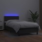 vidaXL Giroletto a Molle con Materasso e LED Nero 100x200cm Similpelle