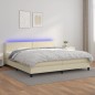 Giroletto a Molle con Materasso e LED Crema 200x200 cm Giroletto a Molle con Materasso e LED Crema 200x200 cm