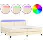 Giroletto a Molle con Materasso e LED Crema 200x200 cm Giroletto a Molle con Materasso e LED Crema 200x200 cm