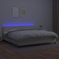Giroletto a Molle con Materasso e LED Crema 200x200 cm Giroletto a Molle con Materasso e LED Crema 200x200 cm