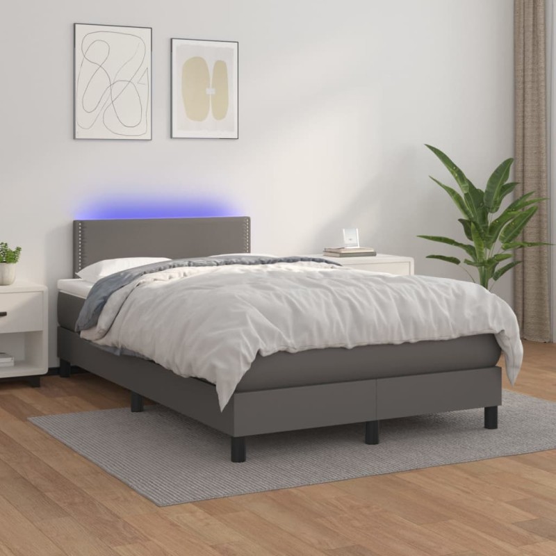 Giroletto Molle con Materasso e LED Grigio 120x200cm Similpelle Giroletto Molle con Materasso e LED Grigio 120x200cm Similpelle