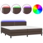 Giroletto Molle con Materasso e LED Marrone 200x200 cm Giroletto Molle con Materasso e LED Marrone 200x200 cm