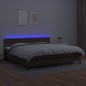Giroletto Molle con Materasso e LED Marrone 200x200 cm Giroletto Molle con Materasso e LED Marrone 200x200 cm