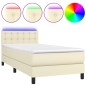vidaXL Giroletto a Molle con Materasso e LED Crema 90x200cm Similpelle vidaXL Giroletto a Molle con Materasso e LED Crema 90x200cm Similpelle