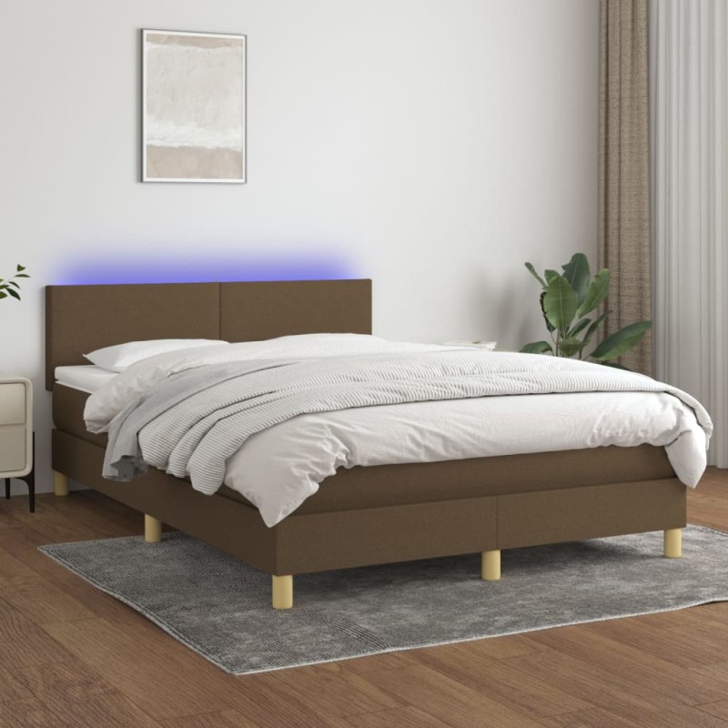 vidaXL Letto a Molle Materasso e LED MarroneScuro 140x190cm in Tessuto vidaXL Letto a Molle Materasso e LED MarroneScuro 140x190cm in Tessuto