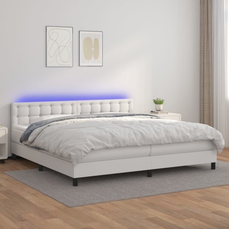 vidaXL Giroletto Molle con Materasso e LED Bianco 200x200cm Similpelle