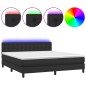 Giroletto a Molle con Materasso e LED Nero 180x200cm Similpelle Giroletto a Molle con Materasso e LED Nero 180x200cm Similpelle