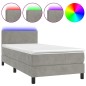 Letto a Molle Materasso e LED Grigio Chiaro 90x200 cm Velluto Letto a Molle Materasso e LED Grigio Chiaro 90x200 cm Velluto