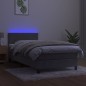 Letto a Molle Materasso e LED Grigio Chiaro 90x200 cm Velluto Letto a Molle Materasso e LED Grigio Chiaro 90x200 cm Velluto