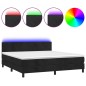 Letto a Molle con Materasso e LED Nero 180x200 cm in Velluto Letto a Molle con Materasso e LED Nero 180x200 cm in Velluto