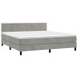 Letto a Molle Materasso e LED Grigio Chiaro 160x200 cm Velluto Letto a Molle Materasso e LED Grigio Chiaro 160x200 cm Velluto