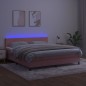Letto a Molle con Materasso e LED Rosa 160x200 cm in Velluto Letto a Molle con Materasso e LED Rosa 160x200 cm in Velluto