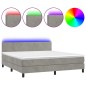 vidaXL Letto a Molle Materasso e LED Grigio Chiaro 180x200 cm Velluto vidaXL Letto a Molle Materasso e LED Grigio Chiaro 180x200 cm Velluto
