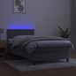 Letto a Molle Materasso e LED Grigio Chiaro 90x200 cm Velluto