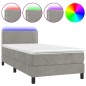 Letto a Molle Materasso e LED Grigio Chiaro 90x190 cm Velluto Letto a Molle Materasso e LED Grigio Chiaro 90x190 cm Velluto