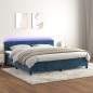 Letto a Molle con Materasso e LED Blu Scuro 200x200 cm Letto a Molle con Materasso e LED Blu Scuro 200x200 cm