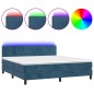 vidaXL Letto a Molle con Materasso e LED Blu Scuro 160x200 cm vidaXL Letto a Molle con Materasso e LED Blu Scuro 160x200 cm