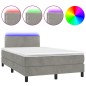 vidaXL Letto a Molle Materasso e LED Grigio Chiaro 120x200 cm Velluto