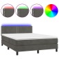 vidaXL Letto a Molle con Materasso e LED Grigio Scuro 140x200 cm vidaXL Letto a Molle con Materasso e LED Grigio Scuro 140x200 cm