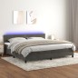 Letto a Molle con Materasso e LED Grigio Scuro 200x200 cm Letto a Molle con Materasso e LED Grigio Scuro 200x200 cm