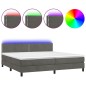 Letto a Molle con Materasso e LED Grigio Scuro 200x200 cm Letto a Molle con Materasso e LED Grigio Scuro 200x200 cm