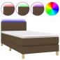 vidaXL Letto a Molle Materasso e LED Marrone Scuro 90x200cm in Tessuto vidaXL Letto a Molle Materasso e LED Marrone Scuro 90x200cm in Tessuto