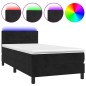 Letto a Molle con Materasso e LED Nero 100x200 cm in Velluto Letto a Molle con Materasso e LED Nero 100x200 cm in Velluto