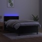 Letto a Molle con Materasso e LED Nero 100x200 cm in Velluto Letto a Molle con Materasso e LED Nero 100x200 cm in Velluto