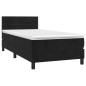 Letto a Molle con Materasso e LED Nero 100x200 cm in Velluto Letto a Molle con Materasso e LED Nero 100x200 cm in Velluto
