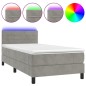 Letto a Molle Materasso e LED Grigio Chiaro 100x200 cm Velluto Letto a Molle Materasso e LED Grigio Chiaro 100x200 cm Velluto