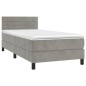 Letto a Molle Materasso e LED Grigio Chiaro 100x200 cm Velluto Letto a Molle Materasso e LED Grigio Chiaro 100x200 cm Velluto