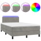 Letto a Molle Materasso e LED Grigio Chiaro 120x200 cm Velluto Letto a Molle Materasso e LED Grigio Chiaro 120x200 cm Velluto
