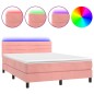 Letto a Molle con Materasso e LED Rosa 140x200 cm in Velluto Letto a Molle con Materasso e LED Rosa 140x200 cm in Velluto