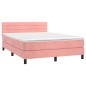 Letto a Molle con Materasso e LED Rosa 140x200 cm in Velluto Letto a Molle con Materasso e LED Rosa 140x200 cm in Velluto