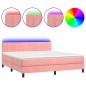 Letto a Molle con Materasso e LED Rosa 160x200 cm in Velluto Letto a Molle con Materasso e LED Rosa 160x200 cm in Velluto