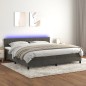 Letto a Molle con Materasso e LED Grigio Scuro 200x200 cm Letto a Molle con Materasso e LED Grigio Scuro 200x200 cm