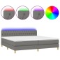 Letto a Molle Materasso e LED Grigio Scuro 200x200cm in Tessuto Letto a Molle Materasso e LED Grigio Scuro 200x200cm in Tessuto