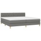 Letto a Molle Materasso e LED Grigio Scuro 200x200cm in Tessuto Letto a Molle Materasso e LED Grigio Scuro 200x200cm in Tessuto
