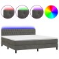 Letto a Molle con Materasso e LED Grigio Scuro 160x200 cm Letto a Molle con Materasso e LED Grigio Scuro 160x200 cm
