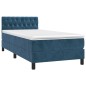 Letto a Molle con Materasso e LED Blu Scuro 90x200cm in Velluto Letto a Molle con Materasso e LED Blu Scuro 90x200cm in Velluto