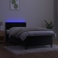 Letto a Molle con Materasso e LED Nero 90x190 cm in Velluto Letto a Molle con Materasso e LED Nero 90x190 cm in Velluto