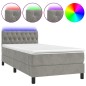 Letto a Molle Materasso e LED Grigio Chiaro 90x190 cm Velluto Letto a Molle Materasso e LED Grigio Chiaro 90x190 cm Velluto